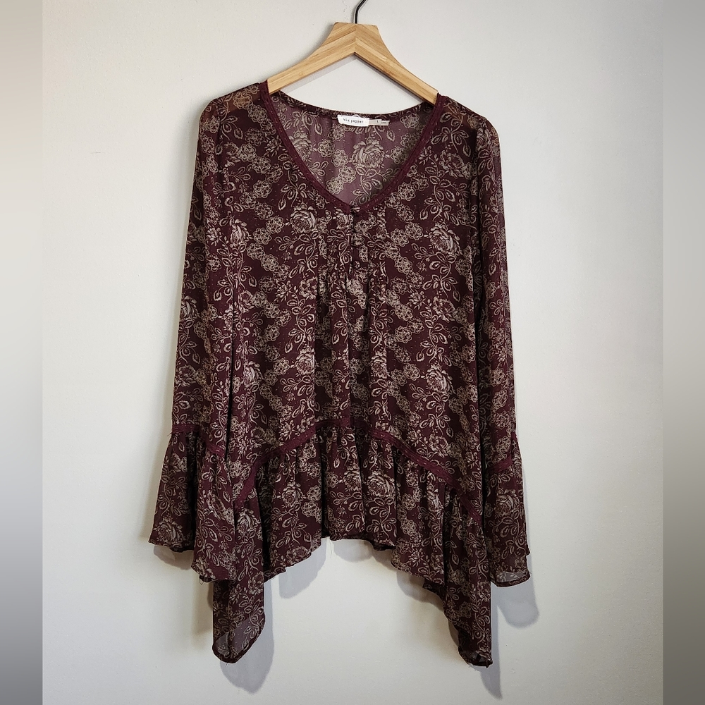 Blu pepper Anthropologie brand, eggplant/hippie blouse sz Large